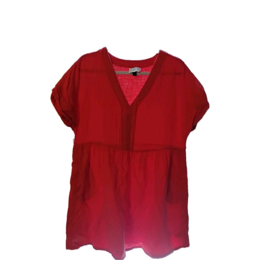 Universal Thread Women's Short Sleeve Cotton Mini Shift Dress Pink Size Large